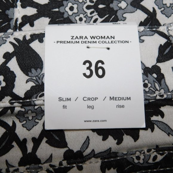 Zara Premium Denim Collection Women's 4 Skinny Cropped Thistle Pattern Jeans NEW - Picture 5 of 13